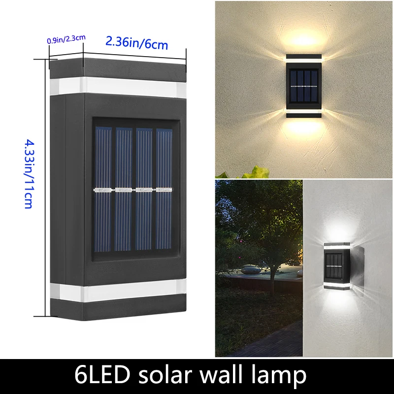 Solar Wall Lamp Outdoor Waterproof Solar Powered Up/Down Lighting for Garden Yard Home Exterior Decoration IP65 Solar Path Light - Image 2