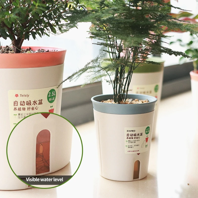 Double Layer Plant Pot Self Watering Pots for plants Hydroponics Flower Pot Plastic Lazy Automatic Water-Absorbing Plants Pot - Image 2