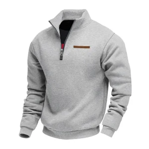 American autumn and winter heavy fleece long-sleeved men's sweater half zipper loose stand-up collar pullover men's sweater