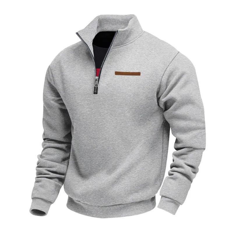 American autumn and winter heavy fleece long-sleeved men's sweater half zipper loose stand-up collar pullover men's sweater
