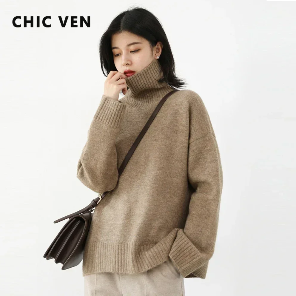 CHIC VEN Korean Women's Sweater Loose Turtleneck Sweaters Warm Solid Pullover Knitwear Basic Female Tops Autumn Winter 2022 - Image 2