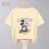 Disney Cartoon T Shirts Tops Baby Girl Boy Simple Fashion Kids Round Collar Tshirt Toddler Costume Casual Solid Color Child Tees