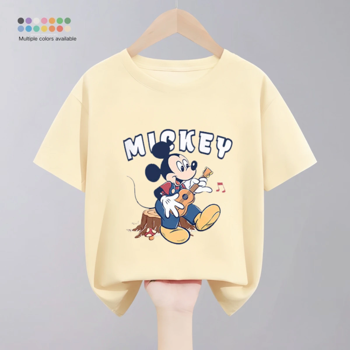 Disney Cartoon T Shirts Tops Baby Girl Boy Simple Fashion Kids Round Collar Tshirt Toddler Costume Casual Solid Color Child Tees