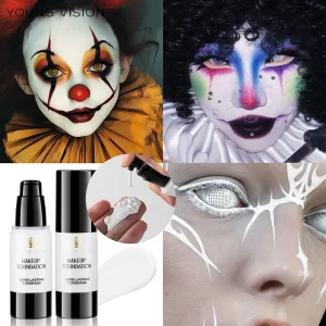 White Liquid Foundation Cosplay Face Makeup Base Long-lasting Waterproof High Coverage Concealer Foundation Makeup for Women