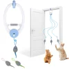 Door Hanging Auto-Rebound Cat Toy, Retractable Kitten Teaser with 3 Catnip Mice, Interactive Pet Play Toy for Indoor Cats - Whit