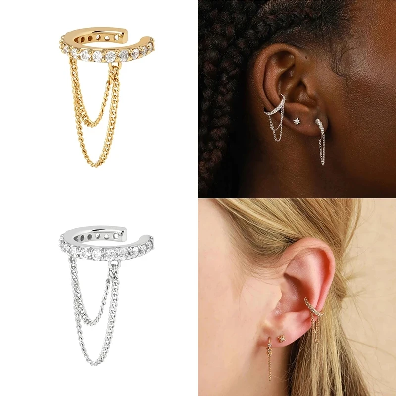 Aide Cross Ear Cuff Non Pierced Earrings for Women 925 Sterling Silver Micro Pave CZ Small Clip on Earrings Cartilage Jewel 1PC - Image 5