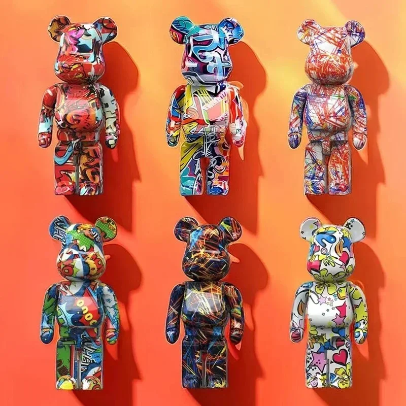 27cm/10Inches Graffiti Bear Figurine Home Decor Animal Abstract Ornament Storage Money Jar Modern Room Sculpture Table Decor - Image 2