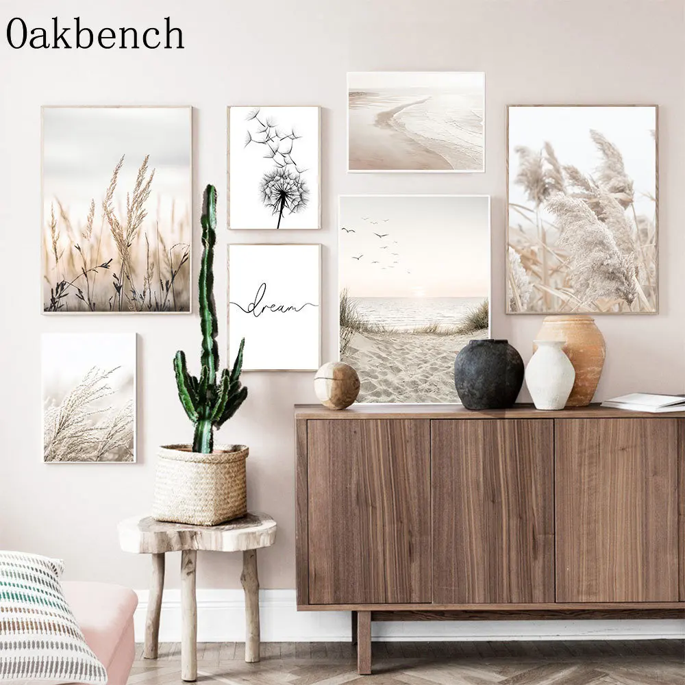 Dried Grass Canvas Poster Beach Sea Wall Art Reed Art Prints Dandelion Print Pictures Nordic Wall Posters Living Room Decoration - Image 5