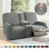 8pcs/set Recliner Sofa Covers All-inclusive Loveseat Center Console Sofa Covers Elastic 2Seater Couch Slipcovers with Cup Holder