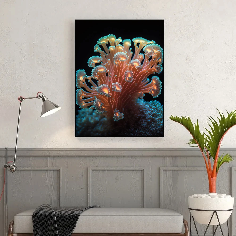 Modern Ocean Life Coral Reef Poster Neon Colorful Sea Animal Canvas Painting Print Wall Art Picture for Living Room Home Decor - Image 2