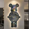 Aesthetic Bear Wall Clocks LED Lamp Unique Bear Silent Sconce Luxurious Porch Living Room Decoration Interior Wall Light Clock