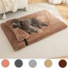 Warm Calming Dog Bed with Pillow Fluffy Plush Dog Mat for Dog with Removable Winter Cover for Large Medium Small Dogs and Cats