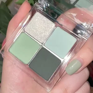 4-Color Green Eye Shadow Tray Low Saturation Palette Matte Korean Eye Makeup Pigment Eyeshadow Tray Lasting Eye Makeup Palette