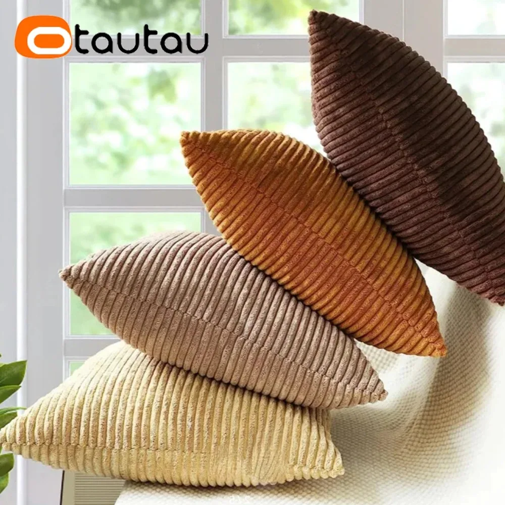 OTAUTAU Cotton Corduroy Cushion Cover Without Insert Throw Pillowcase 30x50/40x40/45x45/50x50/55x50/60x60cm KD024 - Image 2