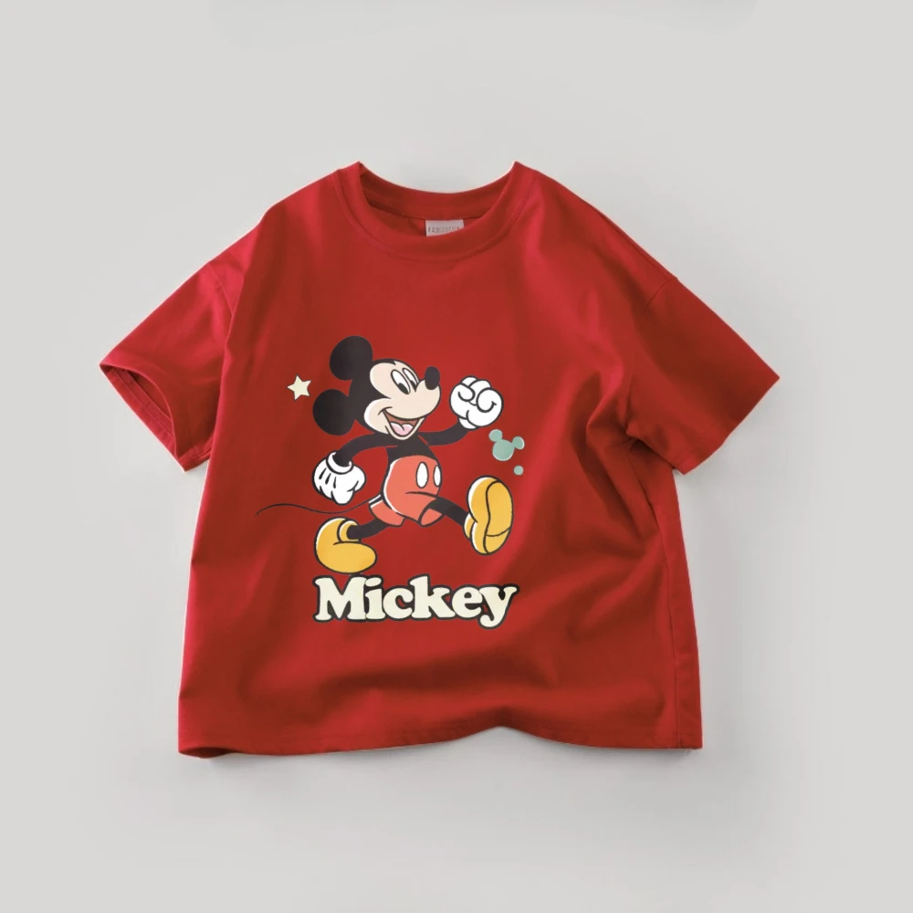 Pink Print Mickey Tees Short Sleeve Tops Baby Girls Clothing Summer Solid Color Fashion Kids Cartoon T-shirt Children's Tshirts - Image 3