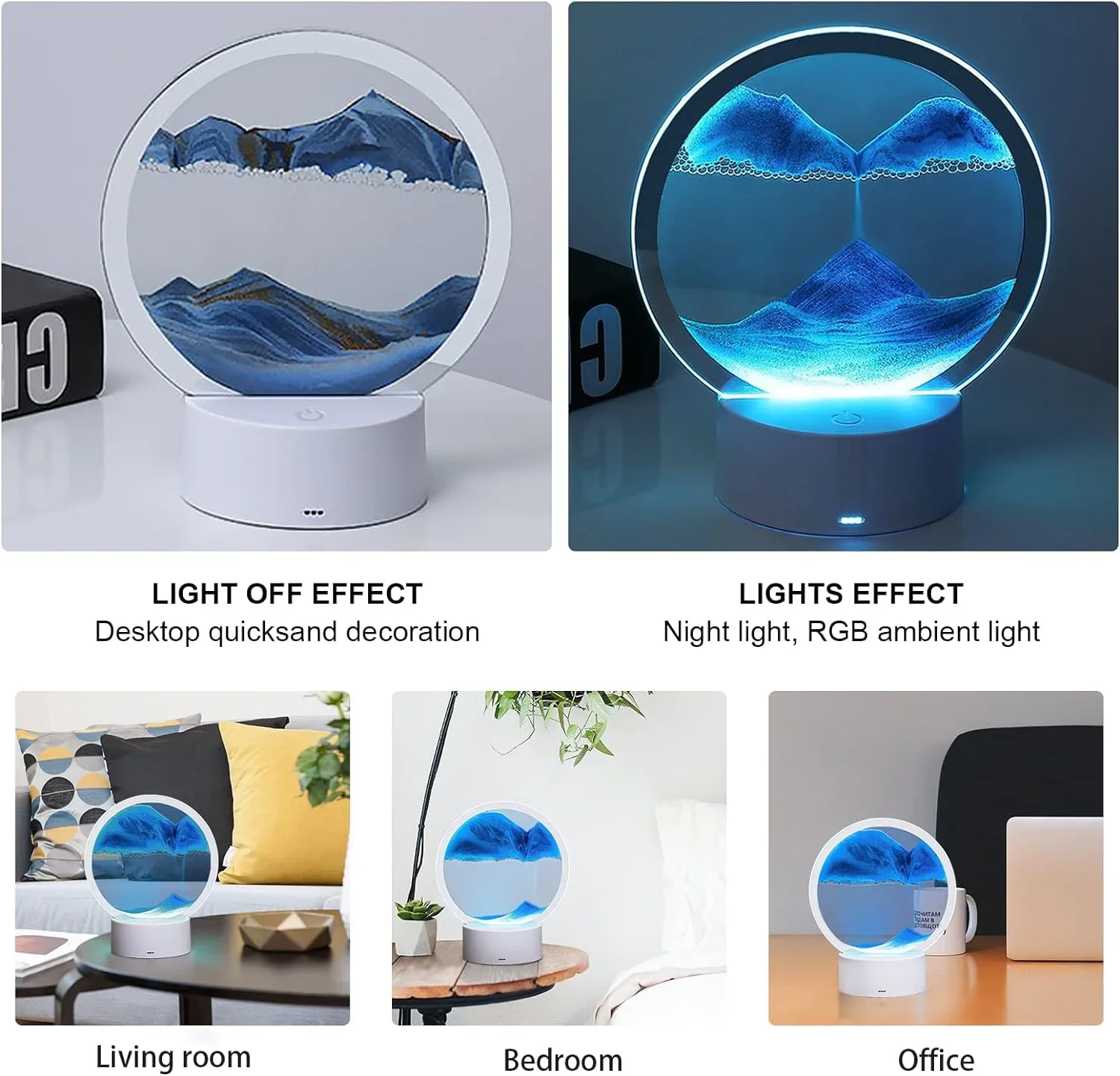 Dimmable Quicksand Painting Lamp,3D Dynamic Deep Sea Sandscape Art Night Light for Bedroom Office, Decorative Bedside Table Lamp - Image 3