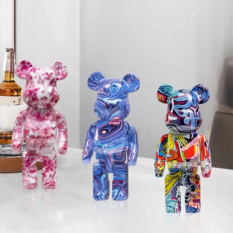 27cm/10Inches Graffiti Bear Figurine Home Decor Animal Abstract Ornament Storage Money Jar Modern Room Sculpture Table Decor - Image 4