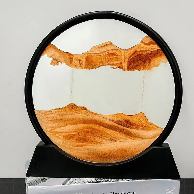 3D Sandscape Moving Sand Art Picture Round Glass Deep Sea Hourglass Quicksand Craft Flowing Sand Painting Office Home Decor Gift - Image 2