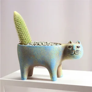 Room Accessories Ceramic Flower Pot Cute Cat Succulent Plant Pots Vase Simulation Animal Cartoon Pots Planters for Indoor Plants