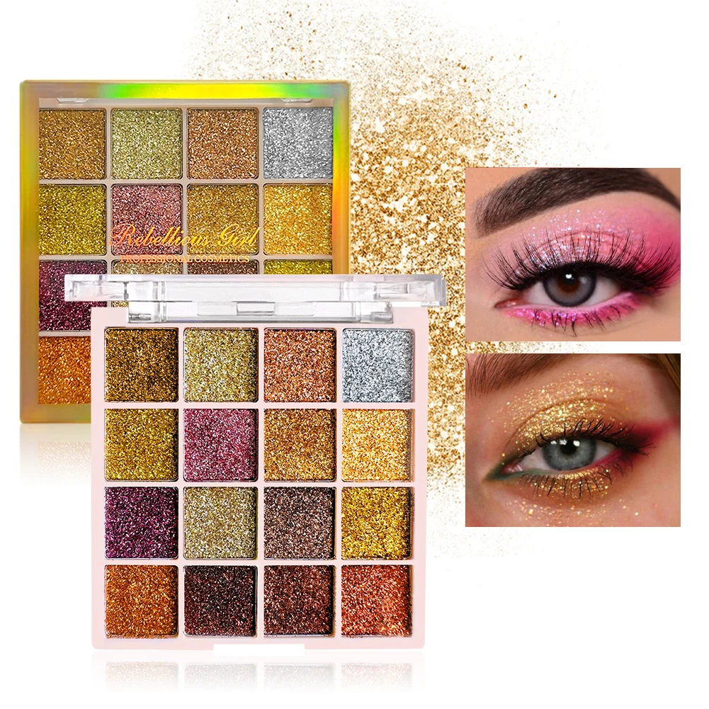 16 Color glitters eyeshadow colorful makeup shimmer Christmas Halloween Eyeshadow Palette Pressed Powder Eye shadow Beauty Tool - Image 2
