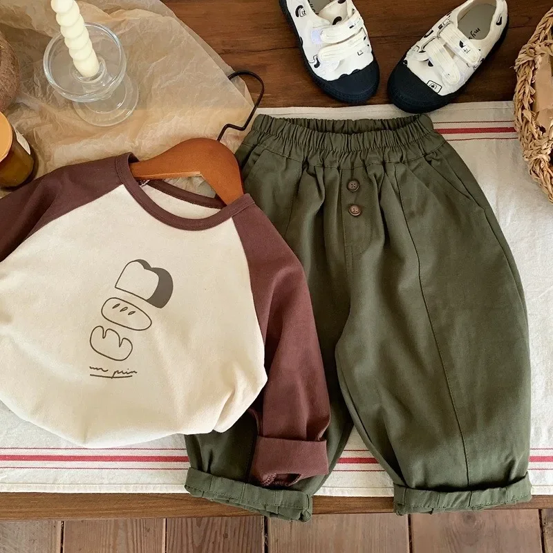 1-7Y Children's Velvet Base Shirt 2025 Spring Long Sleeved Casual Tee Baby Girls Boys Patched Color Round Neck Outerwear Tops - Image 5