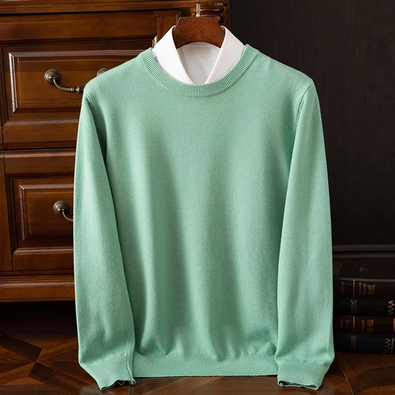 Men's 100% Cashmere Sweater O-Neck Pullovers Knit Large Size Wool Sweater Winter New Tops Long Sleeve High-End Jumpers - Image 2