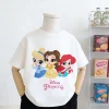 Summer Clothing Cartoon T-shirt Printed Disney Princess Baby Girls Tshirts Tops Short-sleeved Children's Costume Fashion Brand