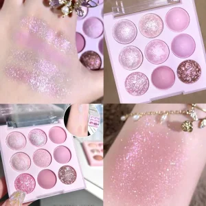 9 Color Ice Cream Eyeshadow Palette Pearl Matte Rose Plate Long Lasting Eye Shadow Lipstick Powder Blusher for Women Cosmetics
