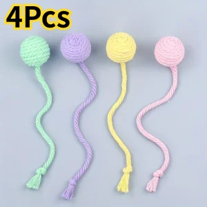 4Pcs/set Colorful Cotton Rope Ball Cat Toys Interactive Pet Toy for Cats Kittens
