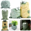 Cartoon Frog Flower Container Resin Cute Frog Succulent Pot Small Frog Planter Ornament for Indoor Plants