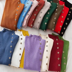 2025 Women Sweater Pullovers Khaki Casual Autumn Winter Button Turtlneck Chic Sweater Female Slim Knit Top Soft Jumper Tops