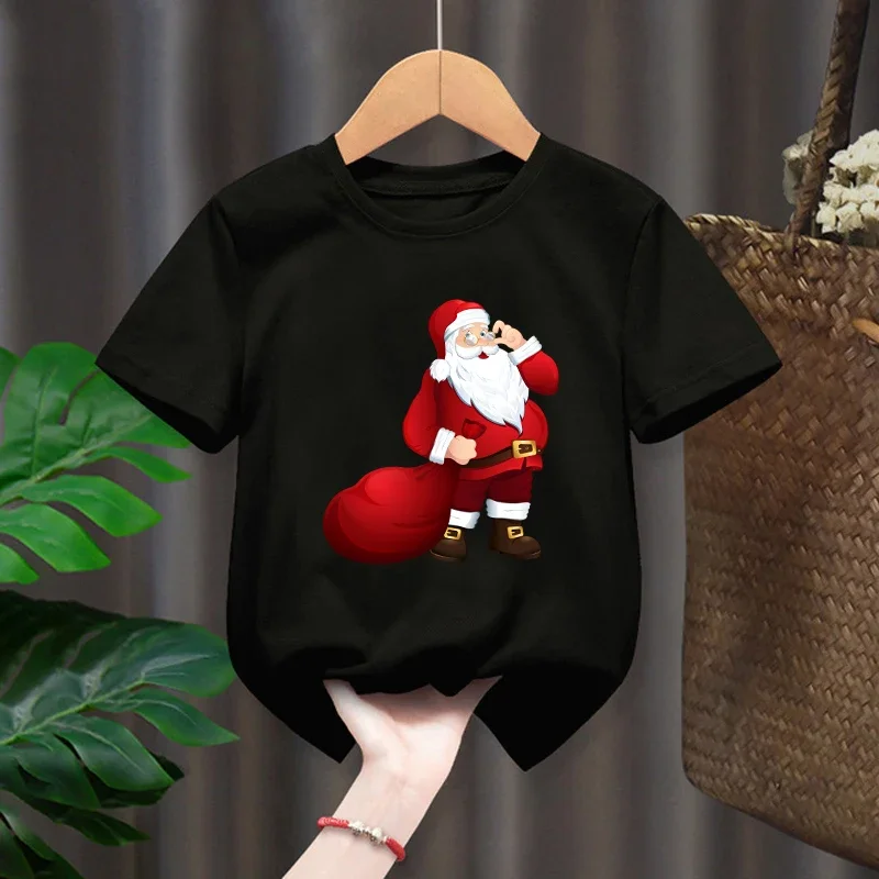 Christmas New Boys and Girls Baby Cartoon Cute Santa Claus Elk Print Short Sleeve T-shirt Huggy Wuggy Pride Tshirt Tops Tee - Image 4