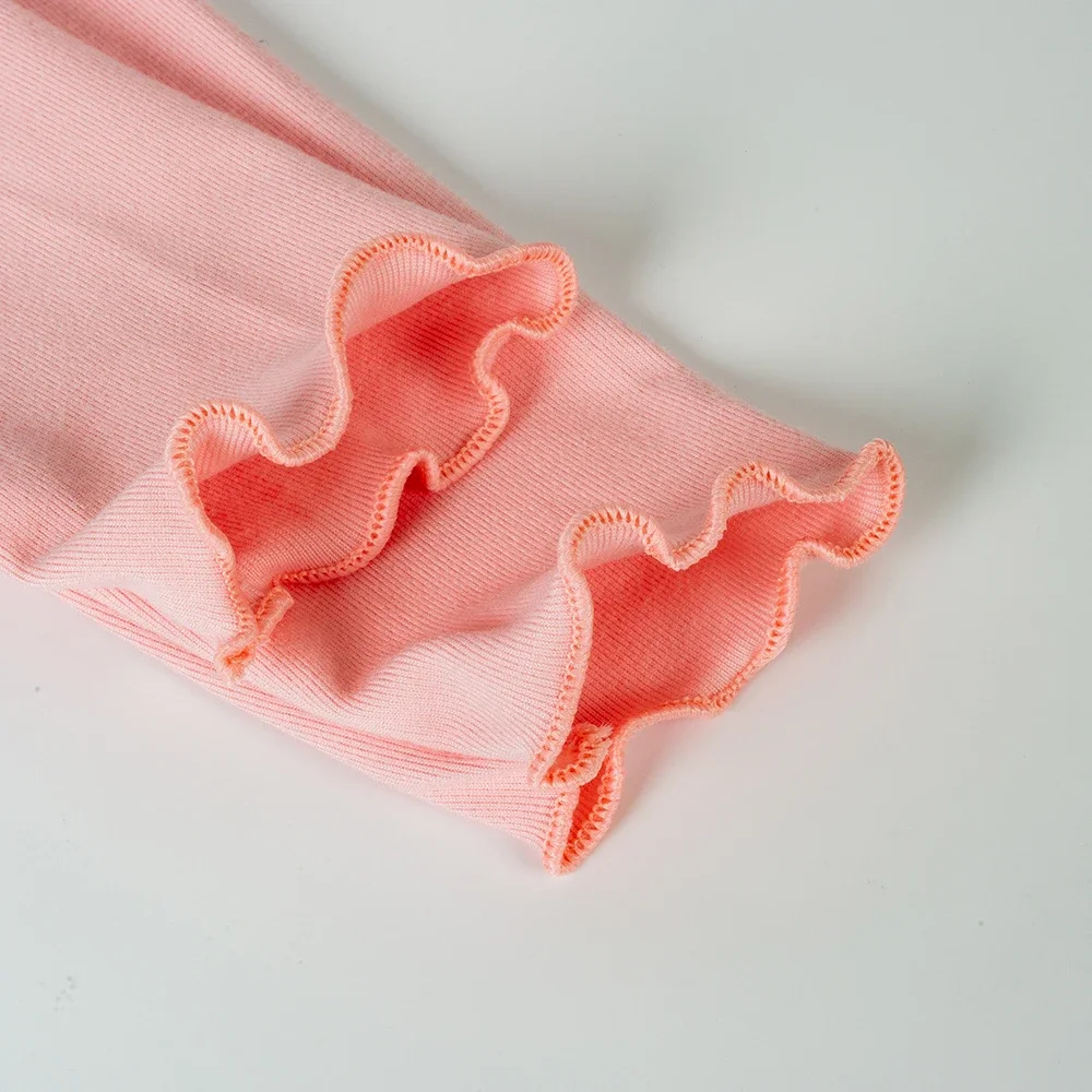 New Autumn And Winter Girls' Long Sleeved Warm Belt With Ruffle Edge Soft Children's Fashionable Solid Color Casual Top - Image 6