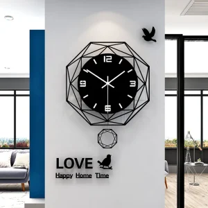Polygonal Swinging Wall Clock with Swinging Function Suitable for Living Room Office Living Room Decoration Clock