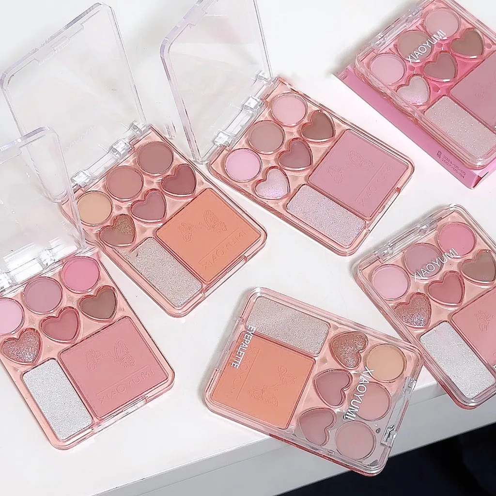 Eight-color eyeshadow palette with light - earthy tones, low saturation, high-gloss pearlescent color, easy to apply - Image 5