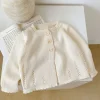 Autumn new baby clothing, 0-3 year old baby girl sweet hundred tower cardigan cotton yarn knitted sweater round neck jacket