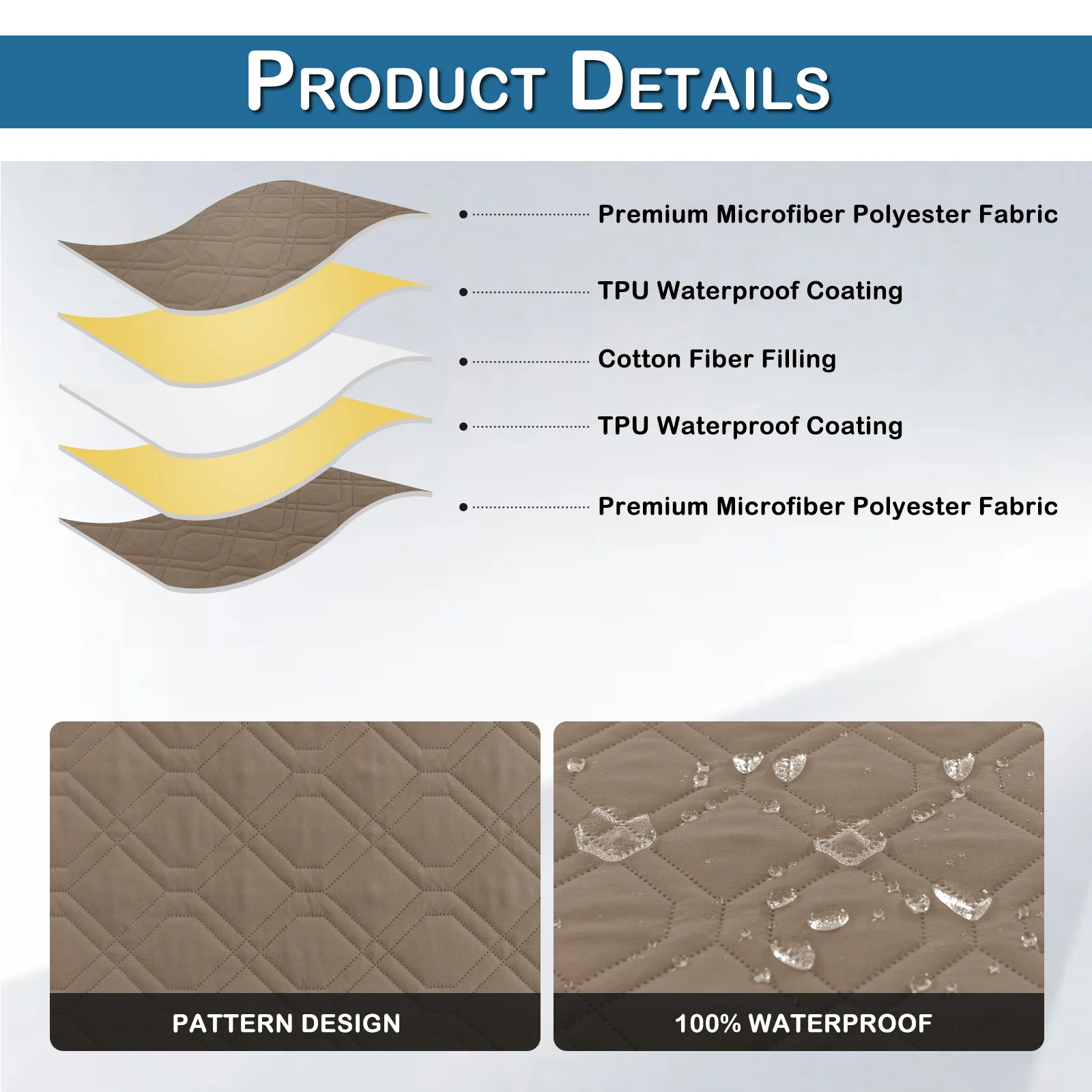 L Shape Waterproof Sofa Cover Sectional Couch Quilted Reversible Anti Slip Mat Slipcover Seat Cushion Protector for Living Room - Image 3