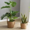 Handmade Rattan Woven Flowerpot Straw Woven Storage Basket Plant Holder Flower Pot Planter Balcony Home Decoration