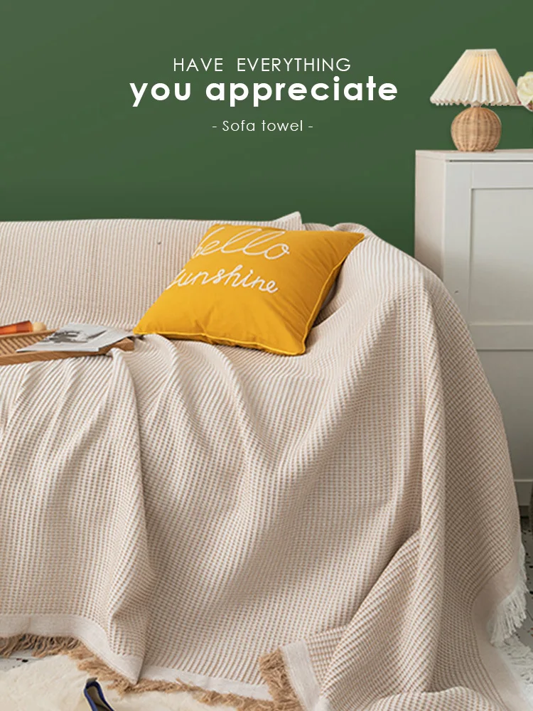 Cloth cover four seasons universal sofa cover full package full cover mat French ins wind cushion cover towel white girl feeling - Image 2