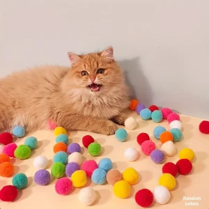100pcs Pet Plush Ball Cat Teaser - Mute Toys For Cat Interactive Supplies - For Cats & Entertainment - Great Gift for Cat Lovers