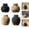 Rustic Ceramic Vase Decorative Wabi Sabi Vase Flowerpot Farmhouse Flower Vase for Entryway Housewarming Living Room Fireplace