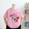 Pink Minnie T-shirt For Girl's Clothing Summer Trendy Design Children's Wear Tops Crewneck Short Sleeve Tshirts Toddler Costume