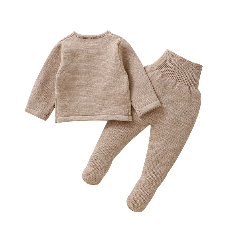 Infant Girls Clothes Sets Autumn Solid Long Sleeve Sweaters Cardigans+Pants Newborn Knitted Outfits 0-9m Toddler 2pcs Tracksuits - Image 2