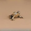 Retro Brass Mini Frog Miniatures Figurines Vintage Animal Figurine Toad Desktop Ornaments Home Decoration Crafts Tea Pet Decor