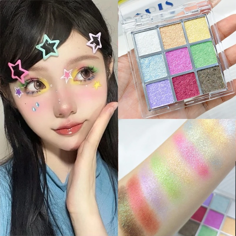 9-Color Chameleon Eyeshadow Makeup Palette Multi-Chrome Fluorescent Metallic Shiny Eye Shadow Easy-To-Apply Highgloss Powder - Image 2