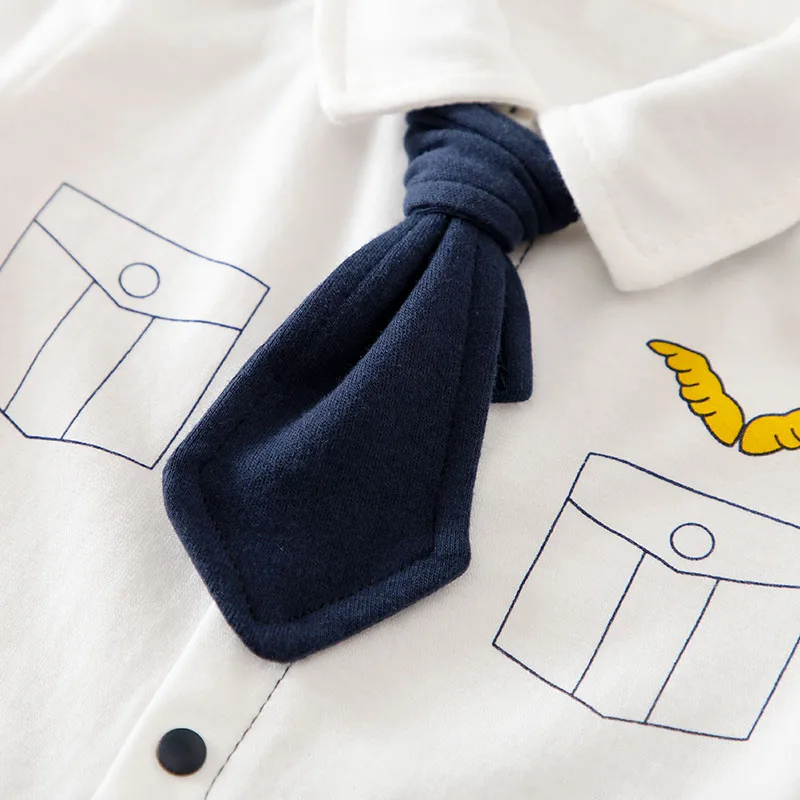 0-18Months Boys and Girls Baby Summer Short-Sleeve Romper Cute Pilot Cosplay Costume 100% Cotton Soft Comfortable 2025 Newborn - Image 4