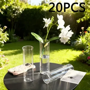 Transparent Plastic Cylinder Vase for Parties Home Decor Weddings Flower Vase Christmas New Year Festival Decoration 18x5.5cm