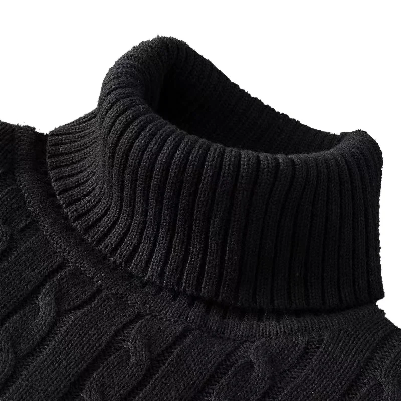 New Turtleneck Sweater Casual Men's Rollneck Knitted Sweater Keep Warm Men Jumper Woolen Sweater - Image 3