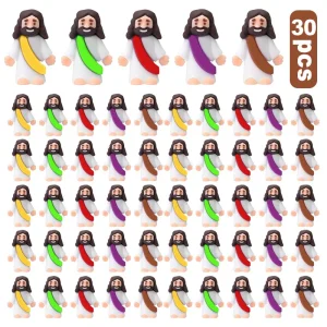 10/20/30pcs Mini Jesus Statue Set Multicolor Jesus Figurines for Baptism Favors Christmas Easter Party Decoration Table Ornament