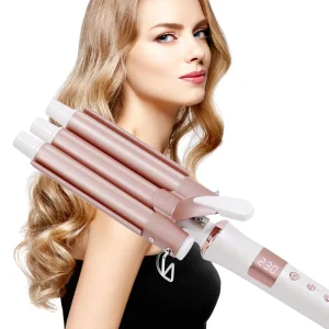 Hatteker Professional Hair Curling Iron Ceramic Triple Barrel Waver Electric Hair Styling Tool for Versatile Curls And Waves